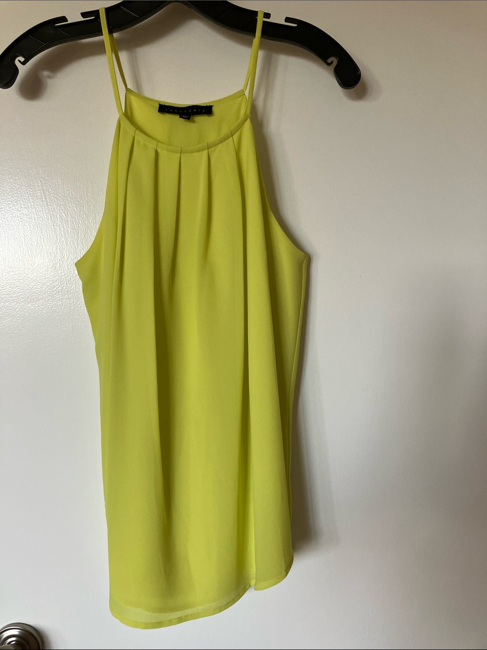 Sanctuary Neon Lime Pleated Halter-Style Spaghetti Strap Cami
